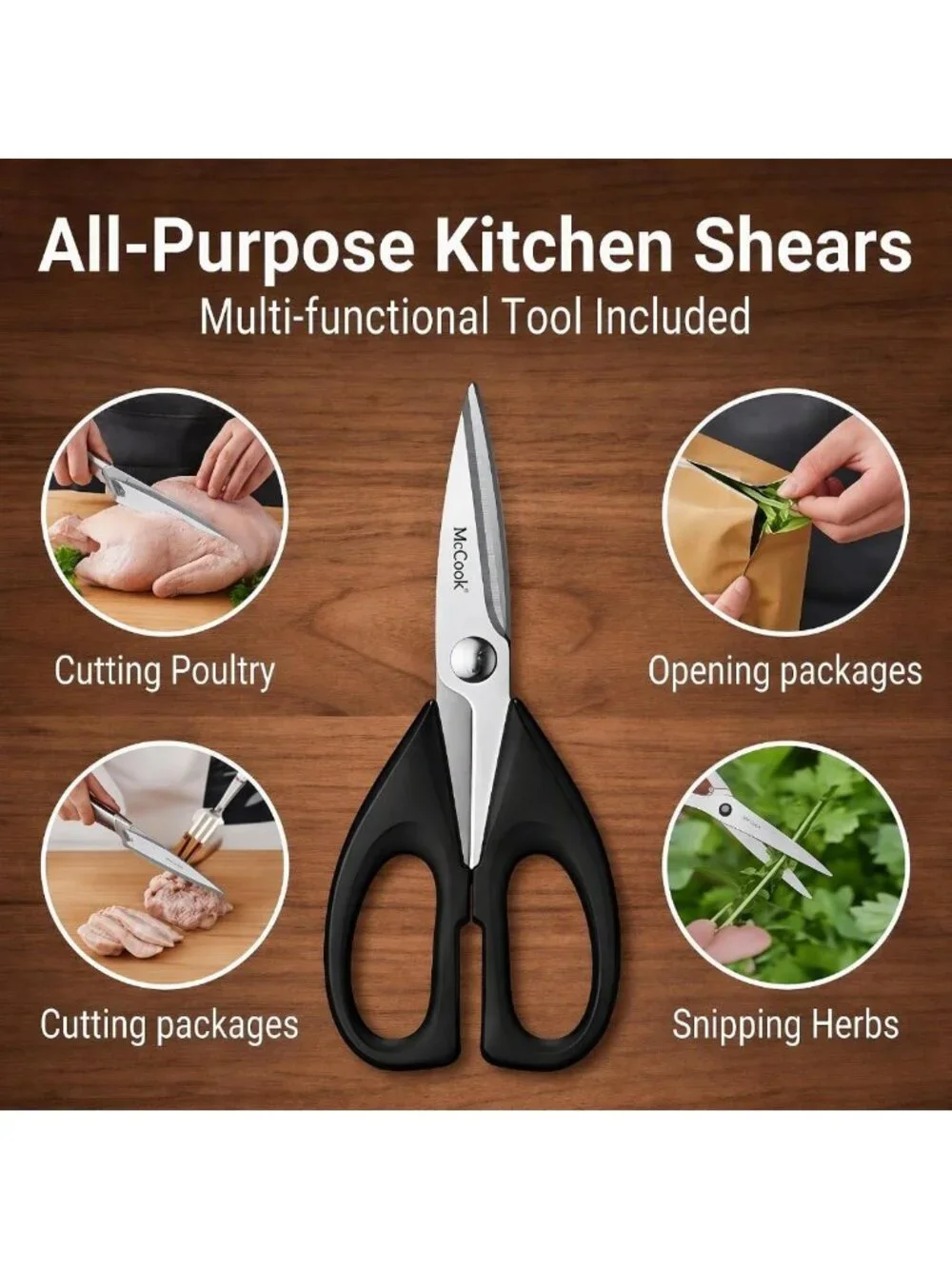 Premium Kitchen Knife Set with Block & Built-in Sharpener - Stainless Steel